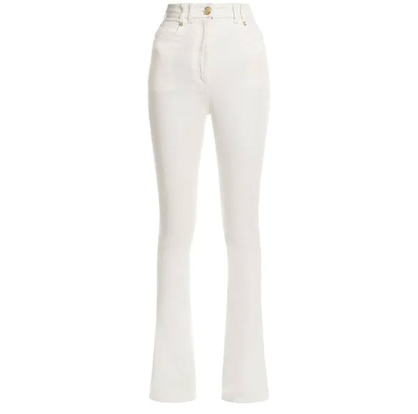 High-waist cotton denim wide leg jeans - Balmain
